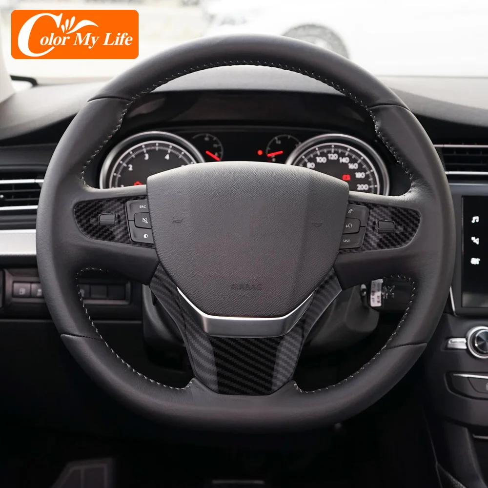 Car Inner Decorative Chrome Steering Wheel Cover Insert Trim Sequined Decoration for Peugeot 408 2014-2019 image 3