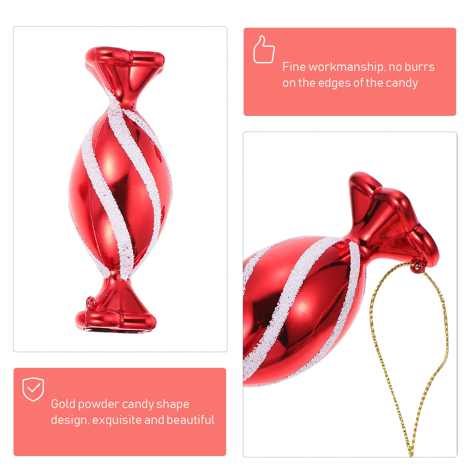 

30Pcs Festive Xmas Red Candy Pendant Lovely Christmas Tree Hanging Decor Exquisite Design Christmas Candy Hanging Decor