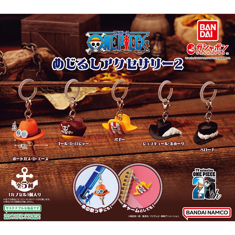 5Pcs/set Genuine Bandai One Piece Character Hat Style Mark Pendant 2 Twisted Egg Portgas D Ace Eagle Eye Charm Pendant