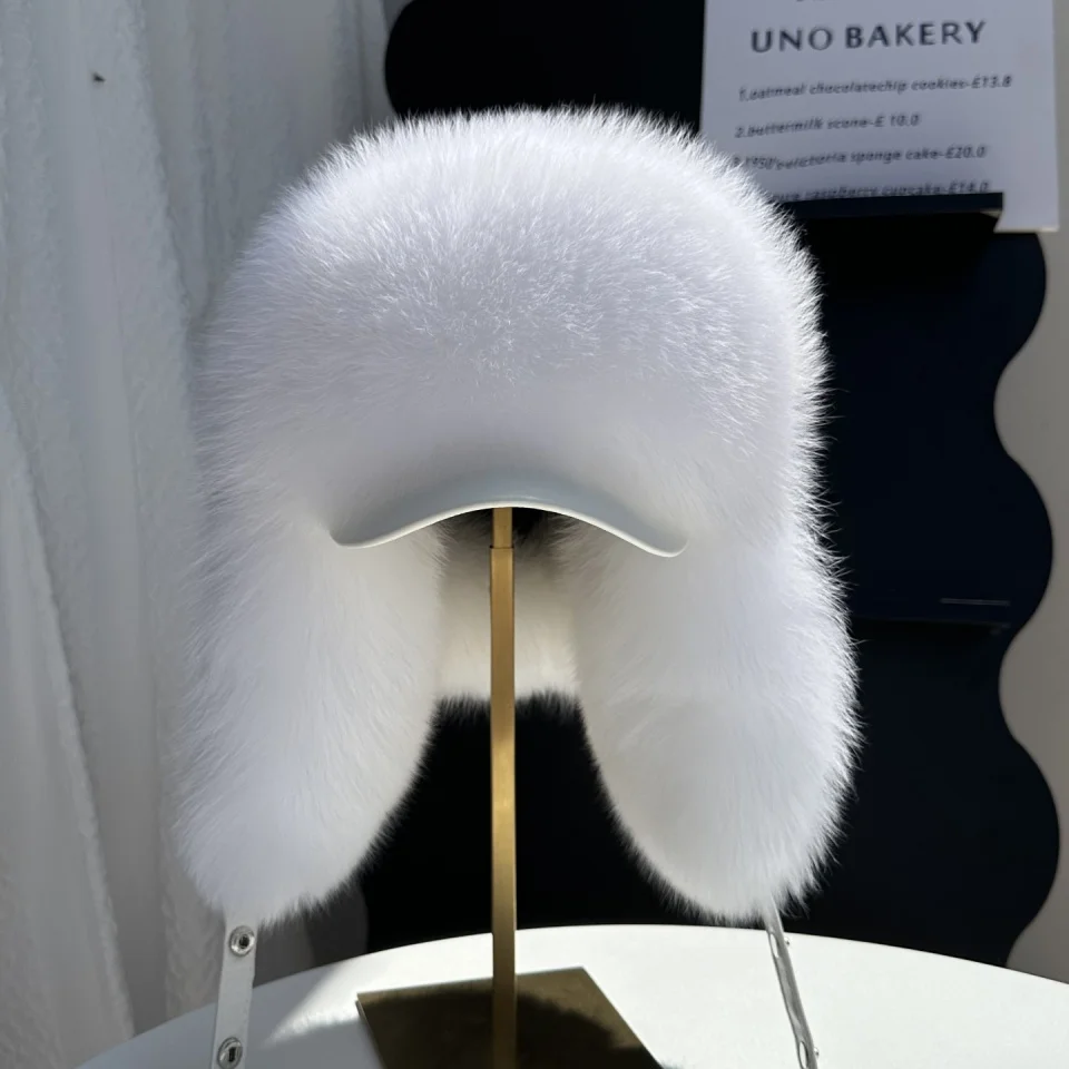 New 100% Genuine Fox Fur Ear-Protecting Hat Men Real Raccoon Fur Hat Women Winter Warm Fur Real Sheep Leather Snow Hat
