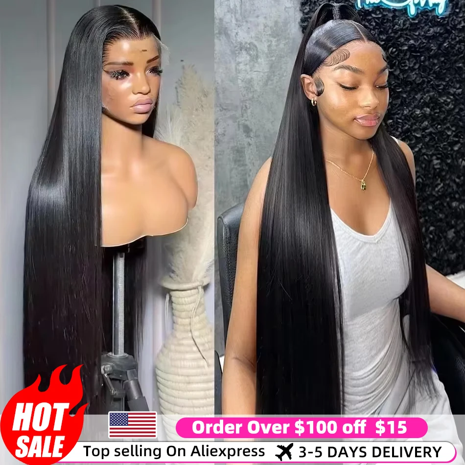 Luvin 40 Inches HD Transparent Bone Straight 13x6 Lace Front Human Hair Wigs Brazilian Straight 13x4 Lace Frontal Wig For Women