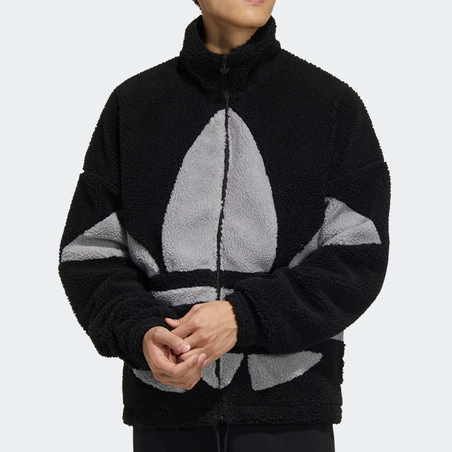 adidas-official-three-stripes-men's-and-women's-lambswool-stand-collar-warm-jacket-hc0325