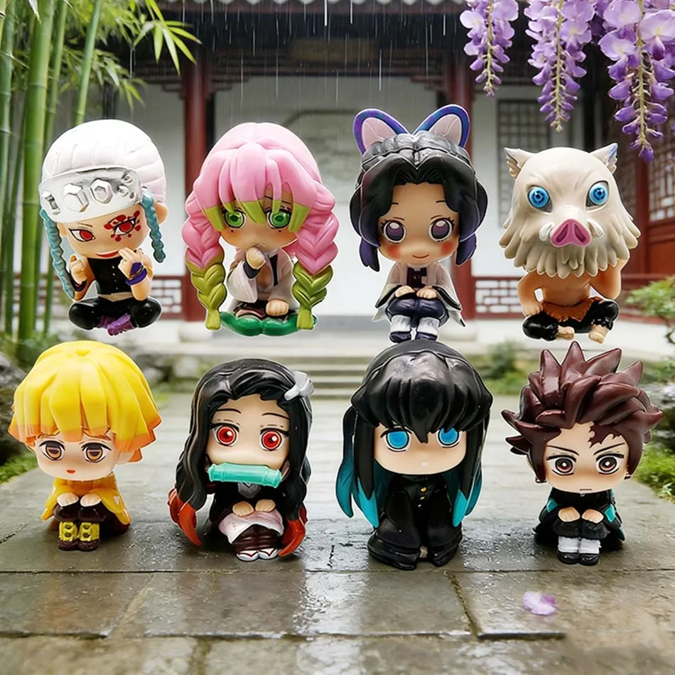 Q Posket Figure Wholesale Demon Slayer Mini Figurine 5Pcs 10Pcs 12Pcs 15Pcs Sets Kimetsu No Yaiba Small PVC Dolls Desktop Decora
