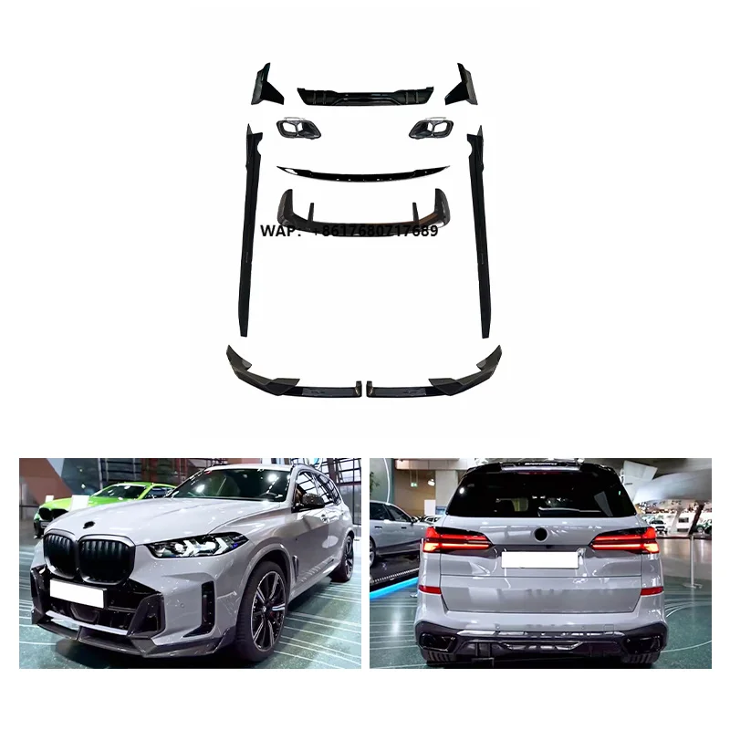 Car Modification Kit Front Lip and Rear Lip Side Skirt New Small Body with Fog Light Bumper Cut-Outs for   X5 G05 2023