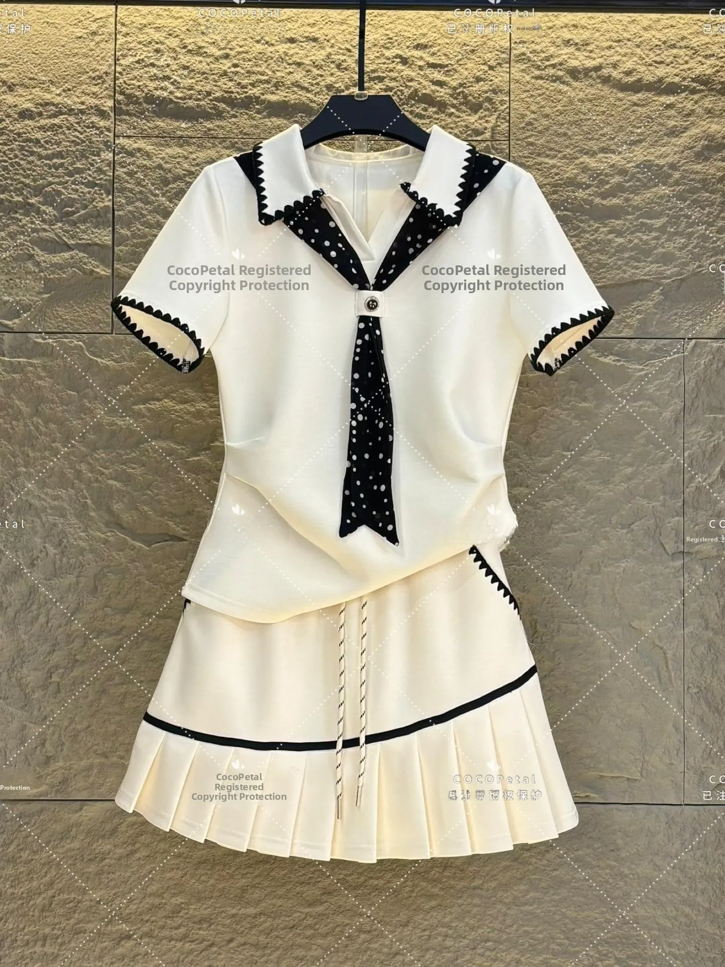 

College Style plus Size Women's Fashion Set Short Sleeve Pleated Skirt High Waist Slimming Summer Outfit Korean Style Casual ...