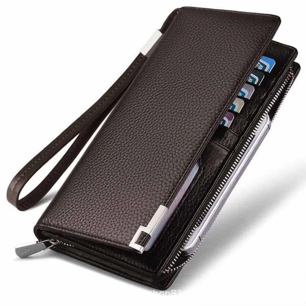 

Hot Sale PU Leather Men's Wallet Multi-card Slot Multi Functional Card Holder Zipper Long Coin Purse Gift