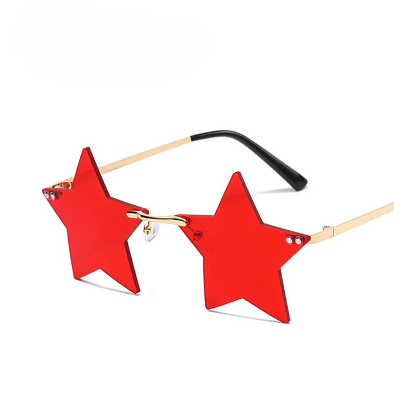 027  Fashion Frameless Five-Pointed Star Sunglasses Trendy Funny Irregular Sunglasses Personality Punk Glasses