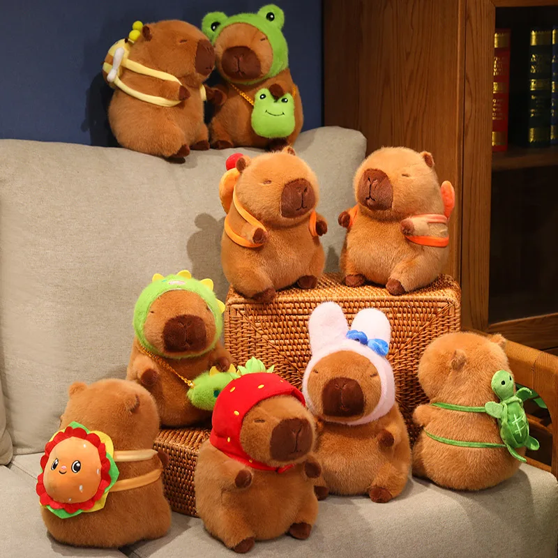 

22cm Cosplay Brown Capybara Doll Plush Toy Stuffed Strawberry Turtle Frog Avocado Dinosaur Cartoon Plushie Birthday Gift