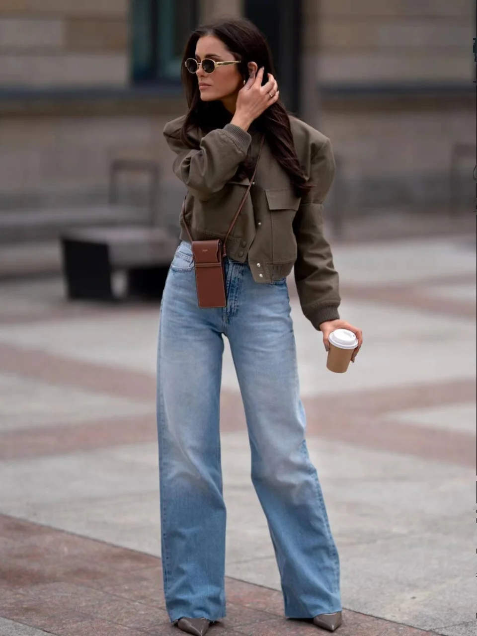 

High Waist Wide Leg Jeans Casual Versatile Women's Premium Denim Straight Cut Blue Color No Stretch Fall Season Faion