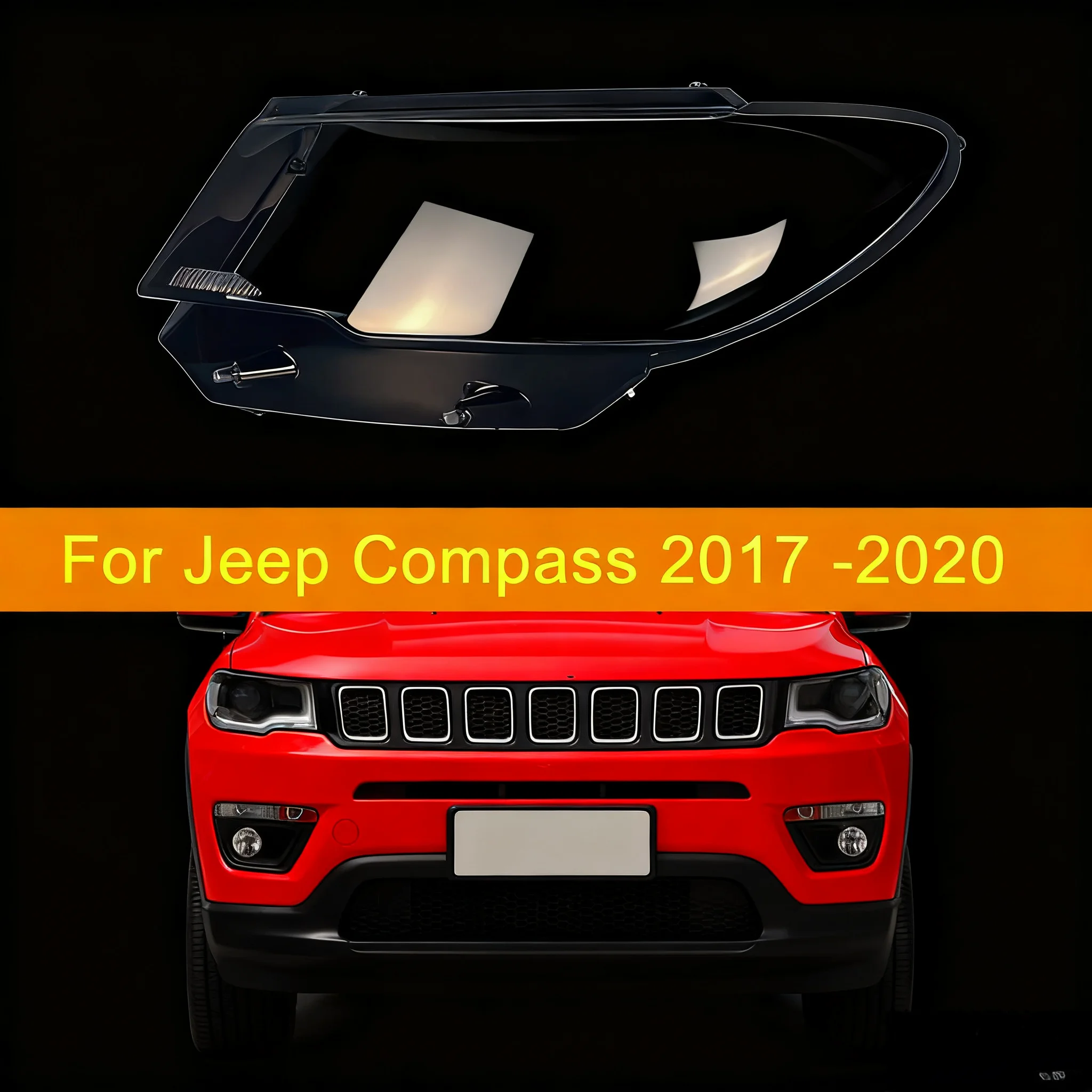 

Для Jeep Compass 2017 2018 2019, крышка фары, пластиковая линза для фар, прозрачные абажуры, замена оригинального стекла