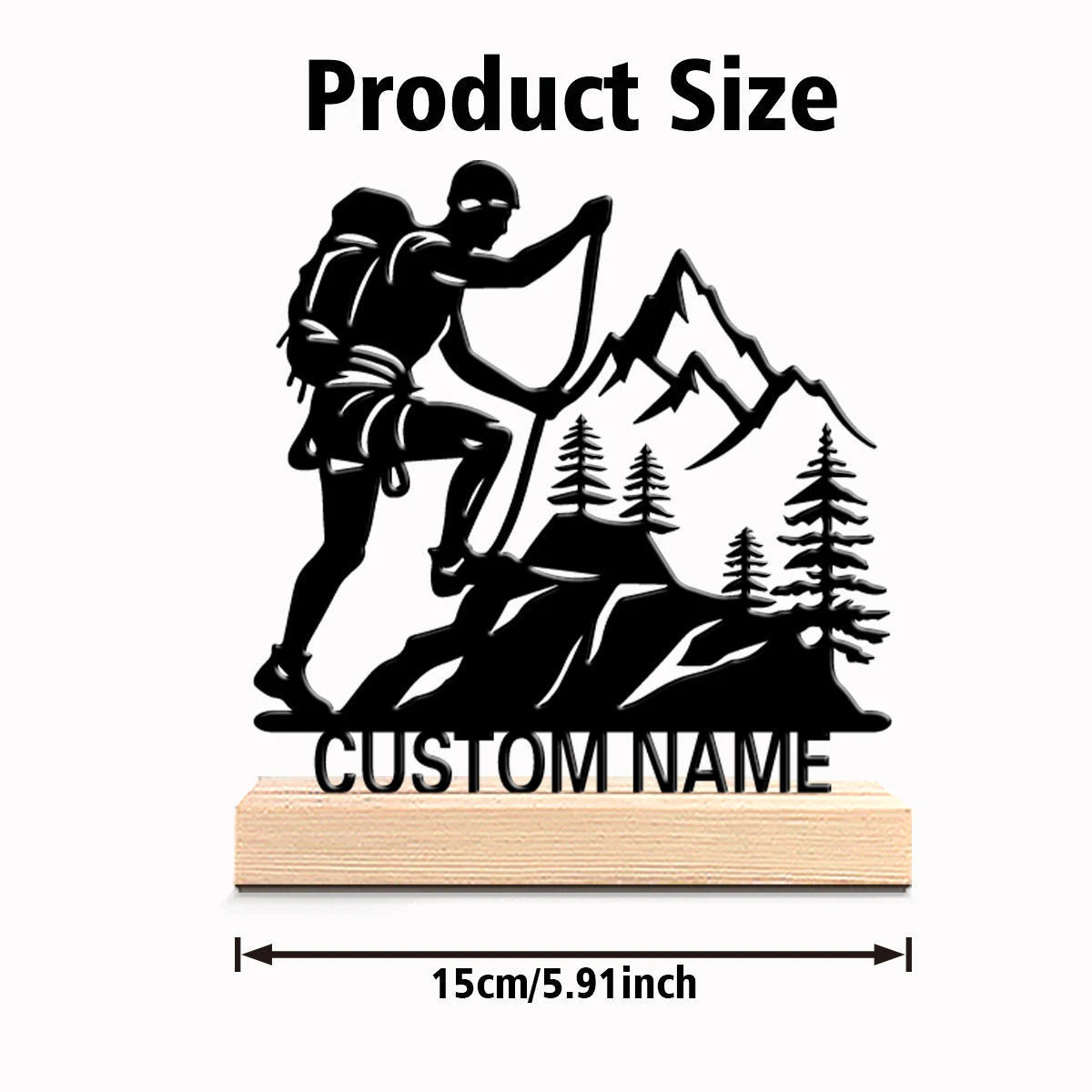 1pc Terror Personalized Custom Mountaineering Metal Statues Symbolic desktop decoration with wooden base gift male theme office
