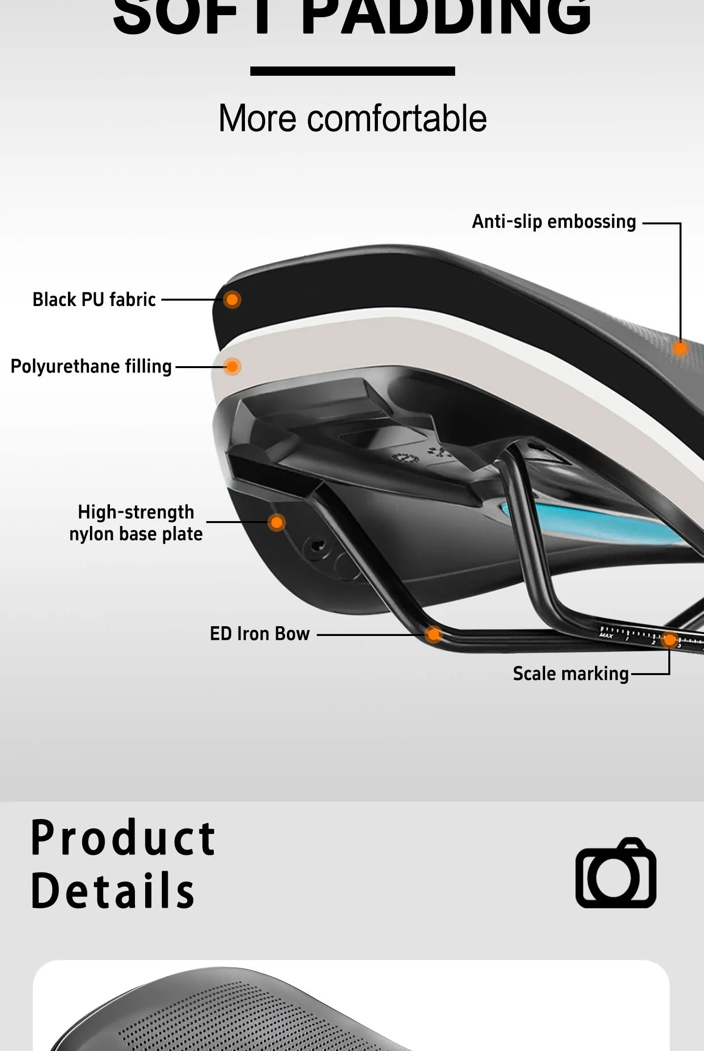 Plselis Mountainbike-Sattel, Fahrradkissen, weich und bequem, wasserdicht, speziell für Mountainbikes. – Detail 9