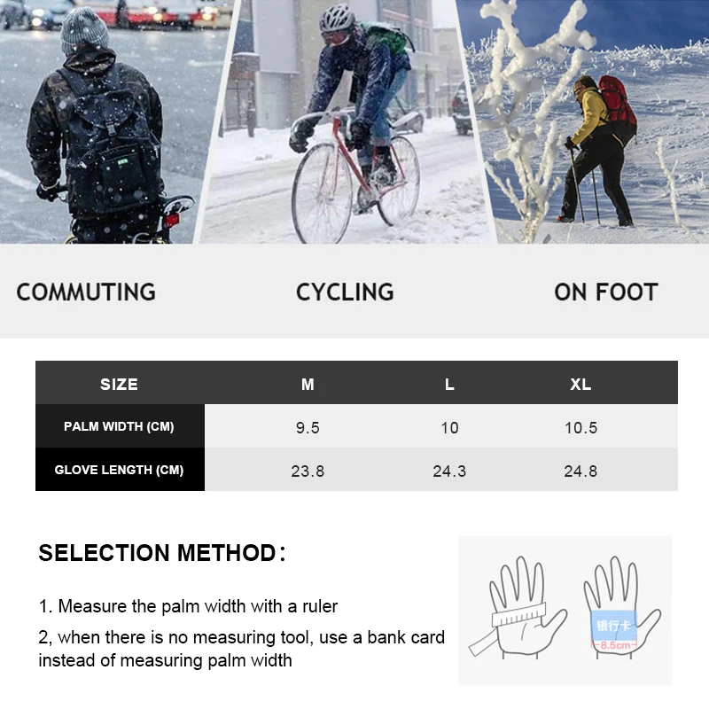 Winter Men\'s Cycling Cloves Waterproof Warm Touchscreen Sport Fishing Skiing Snowboard Nonslip Zipper Gloves Bicycle Accessories