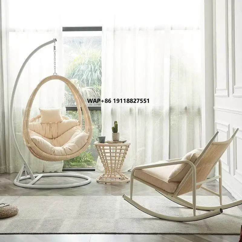 

195X105CM Balcony Cradle Swing Indoor Lazy Leisure Single Hammock Rocking Chair Hanging Basket Rattan Chair