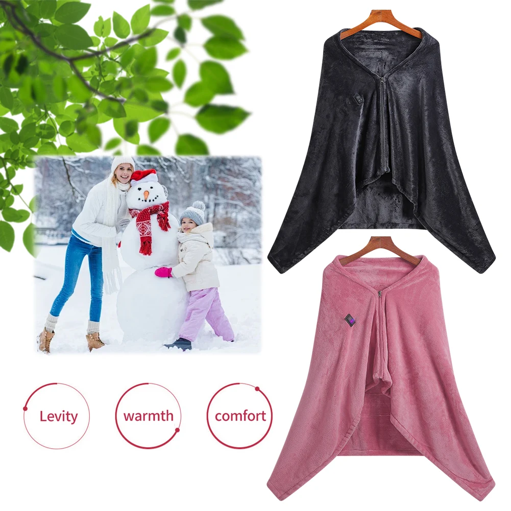 USB Electric Heated Blanket 3 Heating Levels Coral Fleece Heated Blanket Portable Body Warmer Blanket for Household and Office