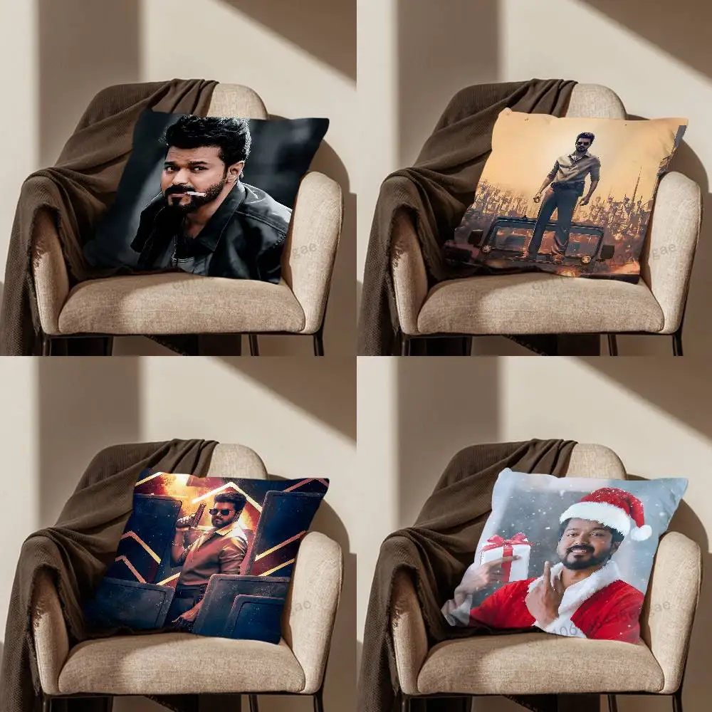 

India T-Thalapathy V-Vijay Throw Pillow Case For 45*45cm,55*55cm,30*30cm,Car Pillowcase Home Bedchamber Decor Gift