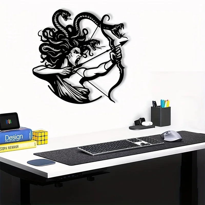 CIFBUY Modern Greek Mythology Medusa Metal Wall Art Waterproof Weatherproof Decor for Living Room Office Home Indoor