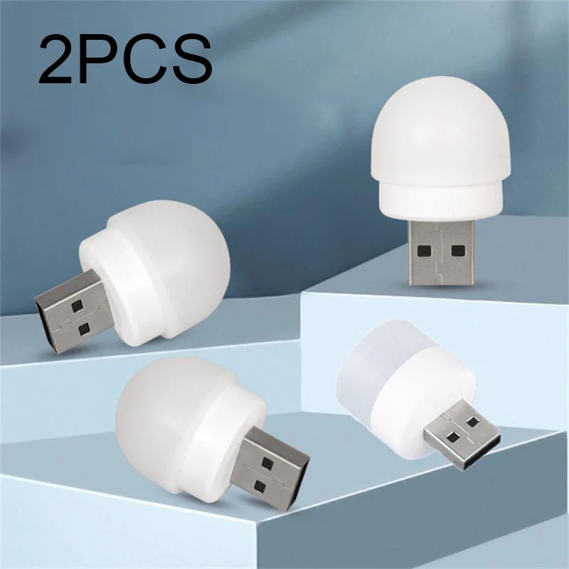 

2PCS USB Plug Lamp Mobile Power Charging USB Small Book Lamps LED Eye Protection Reading Light Small Round Light Night Light