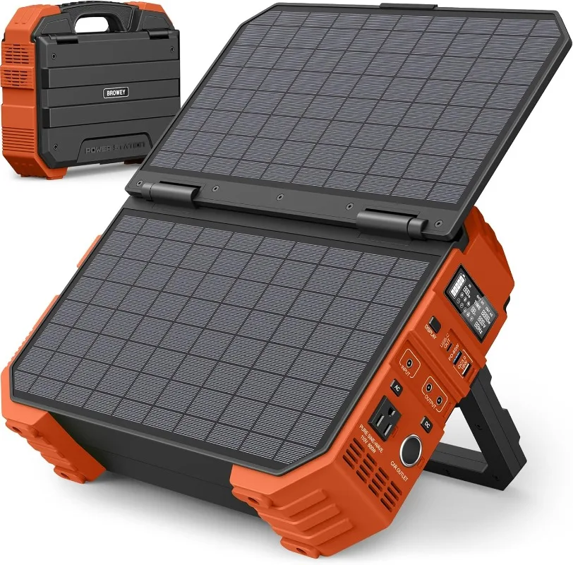 Portable Power Station 1000W with Built-in Solar Panel 614WH/192000mAh Battery Pack Solar Generator with AC/DC/USB/PD Output