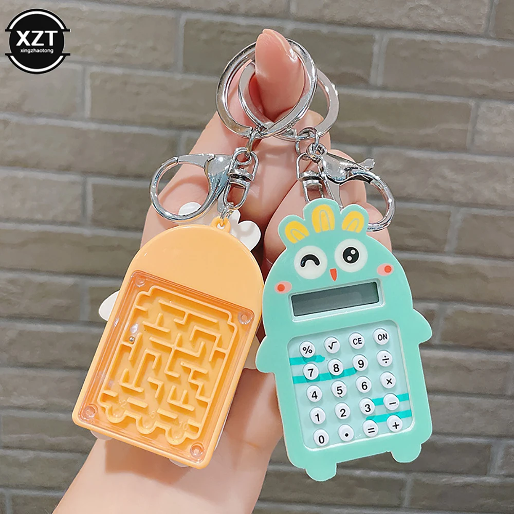 Creative Pocket Mini Calculator with Keychain 8 Digits Display Cute Cartoon Calculator Portable Calculadoras School Supplies