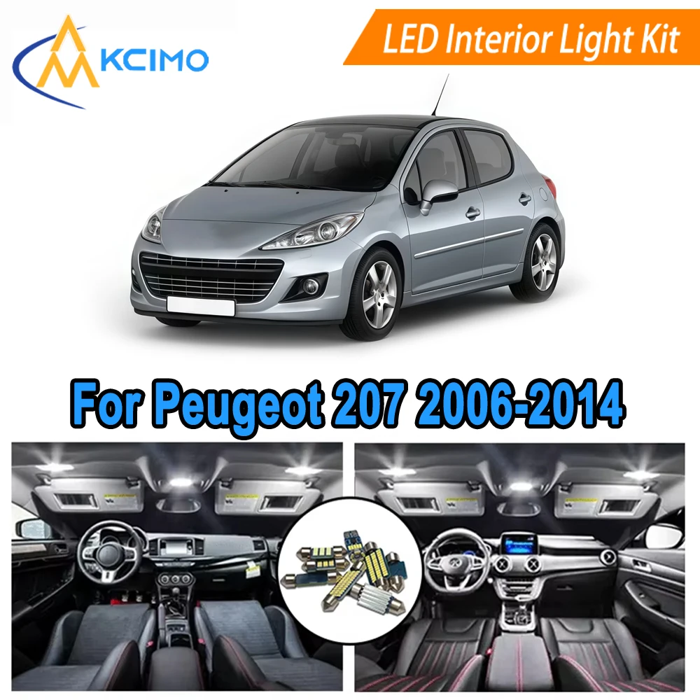 

LED Interior Light Replacement For Peugeot 207 (2006-2014) Light Bulb Kit Dome Map Door Lights Easy Installation