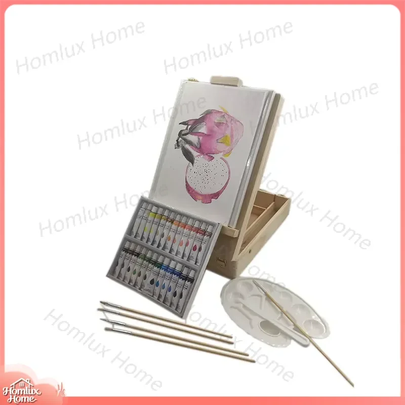 Best Selling 34 Piece Wooden Easel Art Set for Kids Painting Drawing Craft Supplies with Canvas Paper Brushes Paints Storage