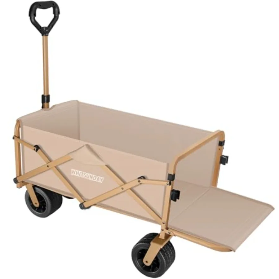 

Collapsible Wagon with Tailgate Heavy Duty Utility Beach Wagons Carts with All-Terrain Big Wheels for Outdoor Camping Sports Ga