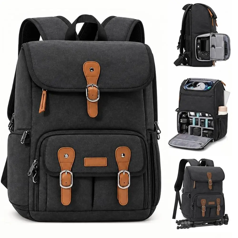 Water Resistant Camera Backpack Shockproof Padding Wear Resistant DSLR Gear Carrier Breathable Straps Custom Dividers