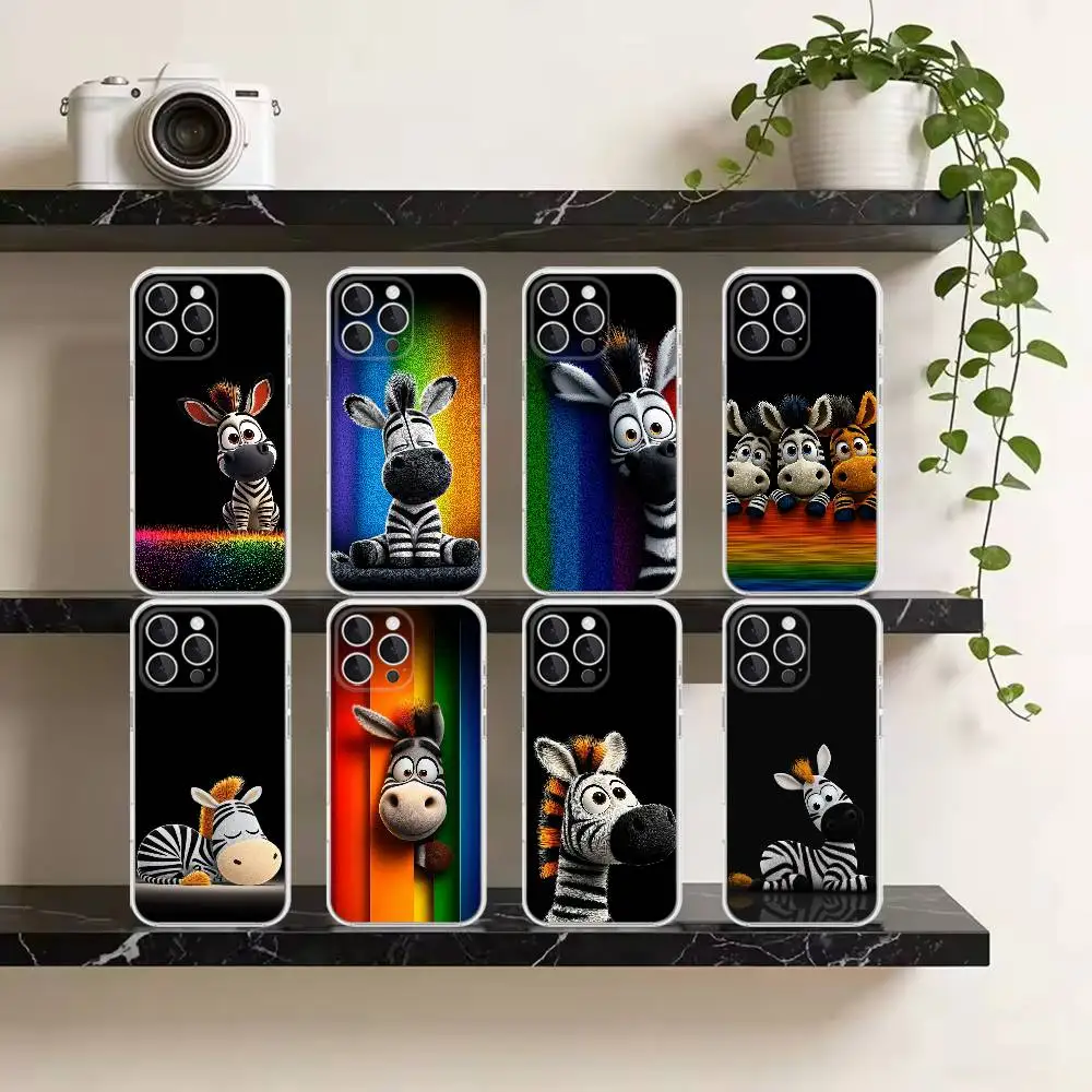 

Cartoon Zebra Phone Case For iPhone 17 Air 11 12 13 14 15 16 Pro Max Plus XS X XR Silicone Soft Cover