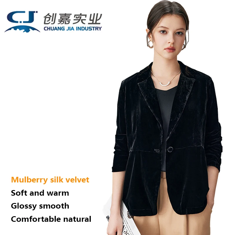Luxury Silk Velvet Women's Suit Elegant and Graceful Blouse Outdoor Business Casual High-end Coat Comfortable, Soft Lightweight