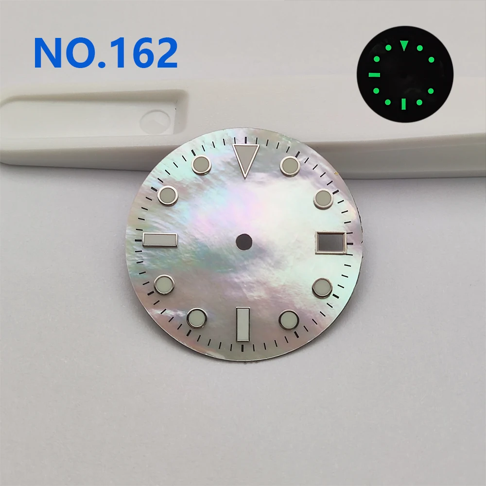 29mm Pearl Dial Watch Dial Green Luminous Watch Face Fit NH35/36/70/72 Movement Watch Parts Customizable Logo Dial