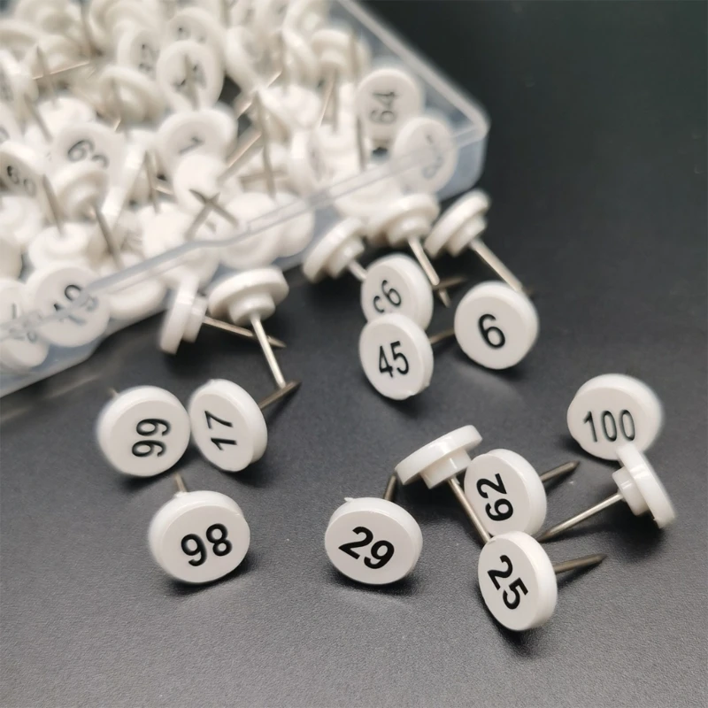100Pcs Round Numbered Pushpins Map Pins Decorative Thumb Tacks for Office School Bulletin Boards Photo Wall Decoration
