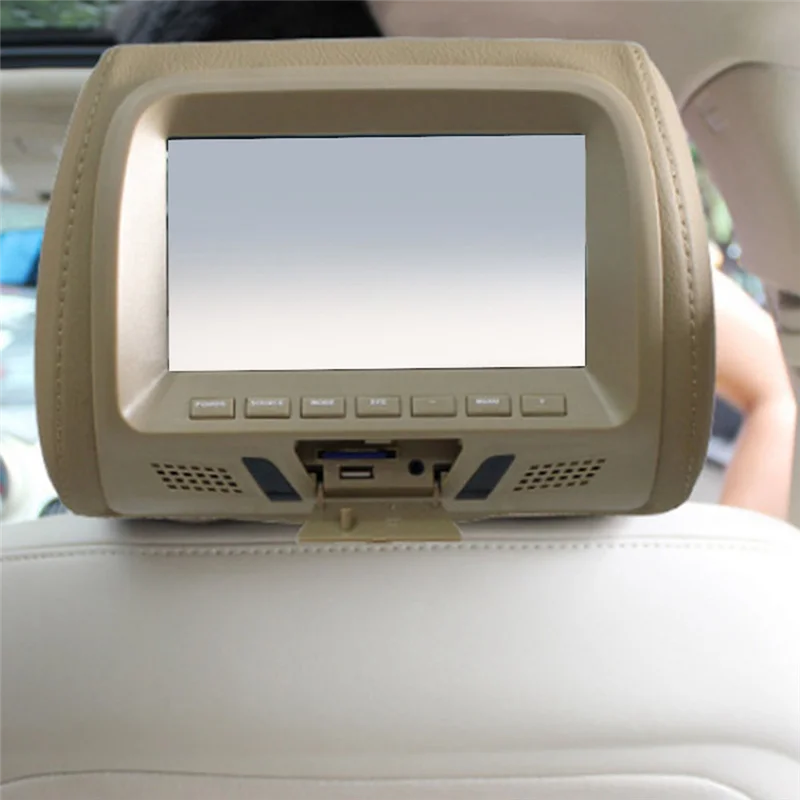 

Universal 7Inches Car Headrest Monitor Screen Rear Seat Entertainment Multi-Media Player for AV USB SD MP4 MP5 FM Beige