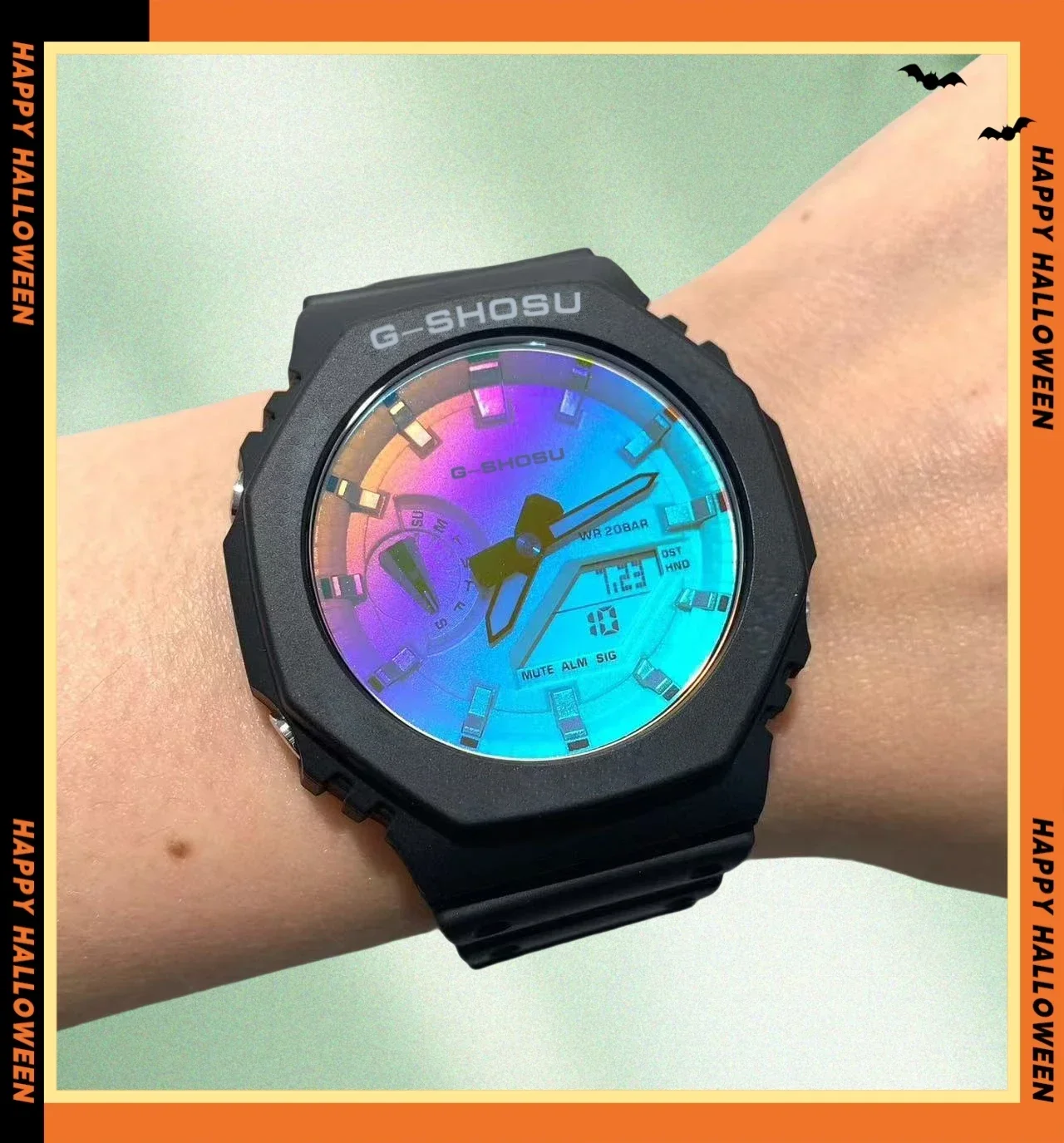 9898 Store Oak Collection Voll funktionsfähige Weltzeit-Vollfunktions-LED-Digitaluhr mit Dual-Display, Unisex, wasserdicht, großes Zifferblatt
