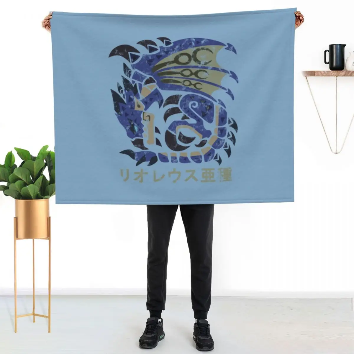 Monster Hunter World Azure Rathalos Kanji Icon Throw Blanket Furry Sofas Heavy Picnic Soft Plush Plaid Designers Blankets