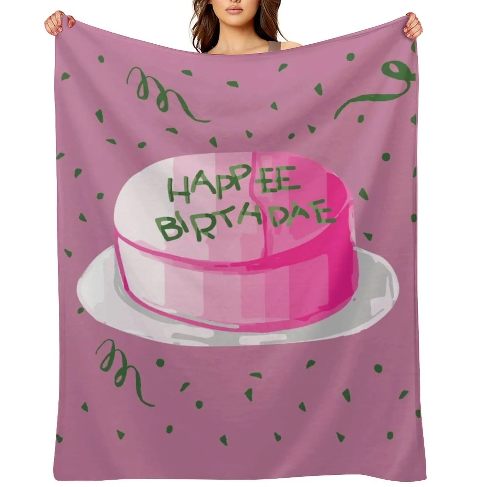 

Pink Birthday Cake Art Throw Blanket funny gift Luxury Designer warm winter Loose Blankets