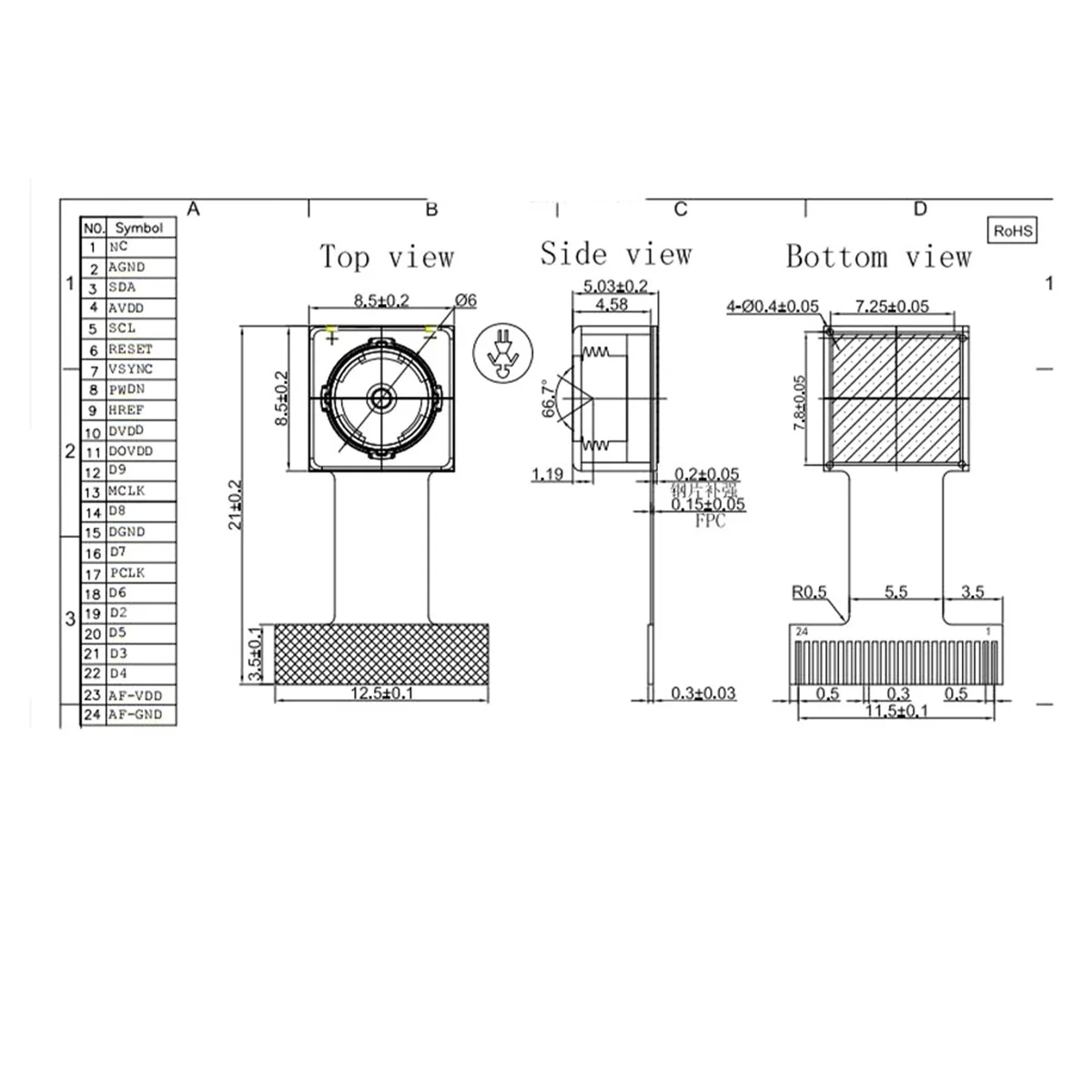 Diário 2 Pçs/lote OV5640 AF 70 Graus 5MP Módulo de Câmera de Alta Definição para ESP32-CAM Placa Macia de Foco Automático 24PIN 0.5MM Passo