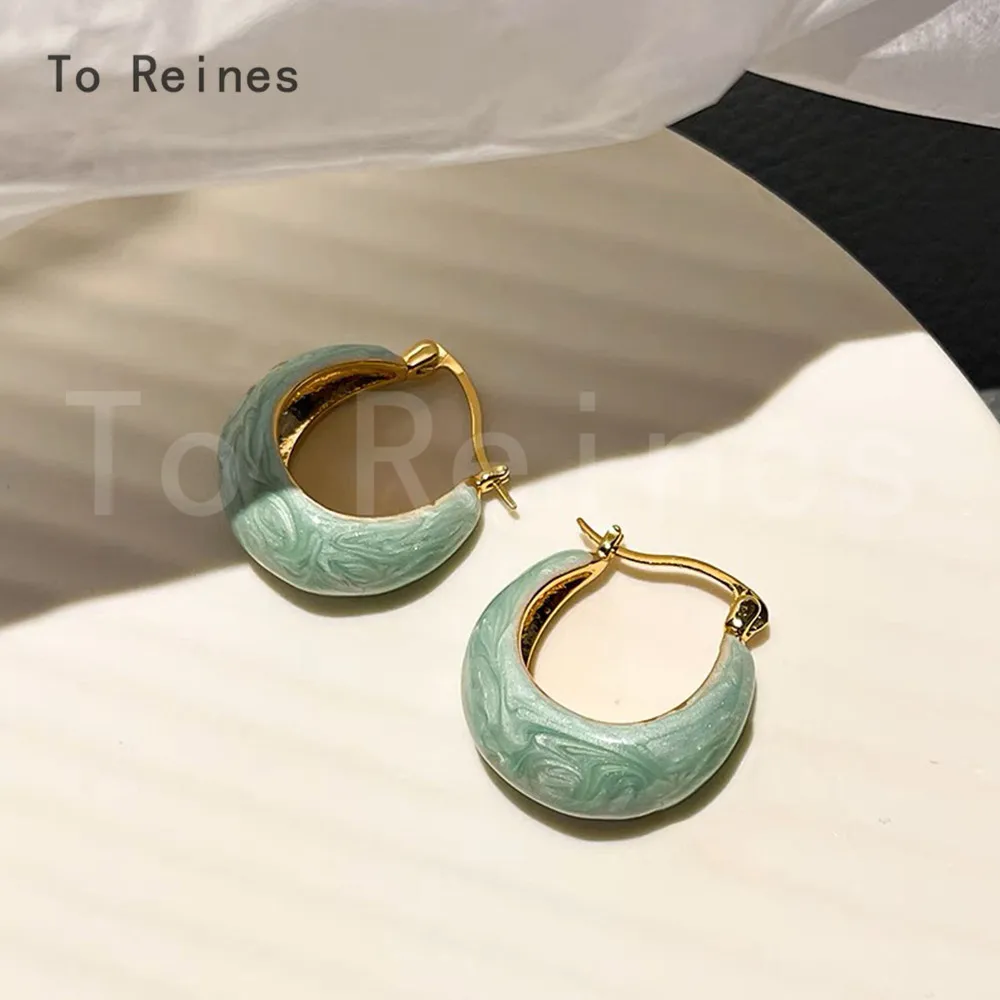 To Reines 2023 New Trendy Ear Accessories For Party Green Pink Transparent Resin Earrings For Women Geometric Irregular Eardrop