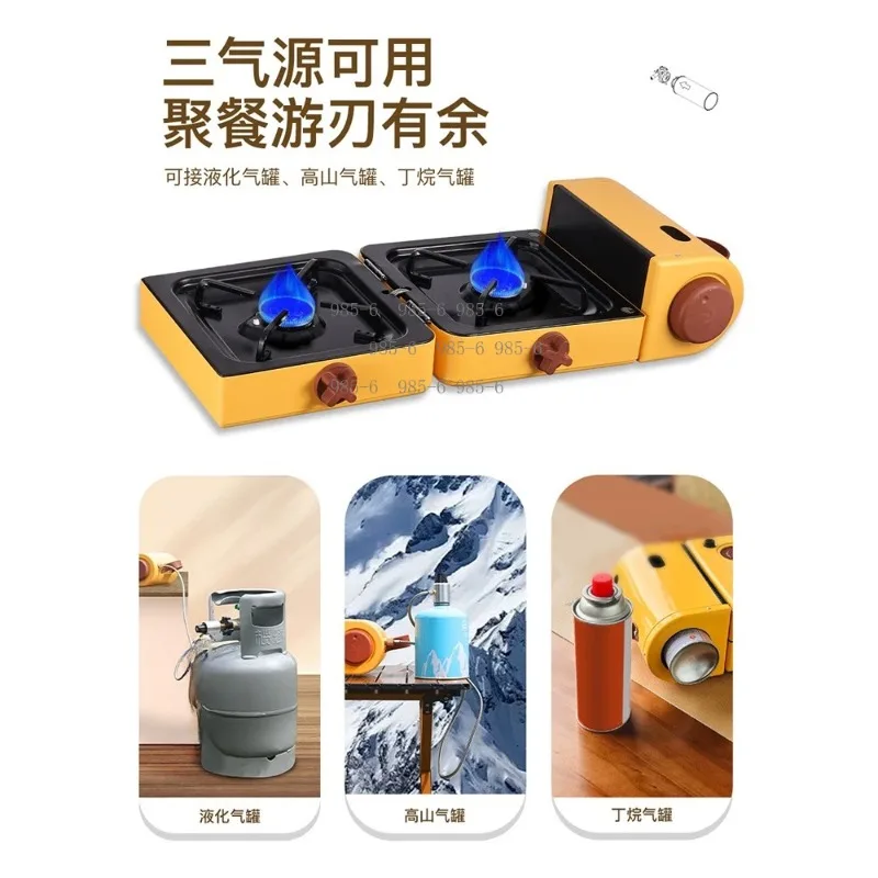Folding Double-Head Cassette Stove, 2024 New Integrated Backpack Stove for Camping