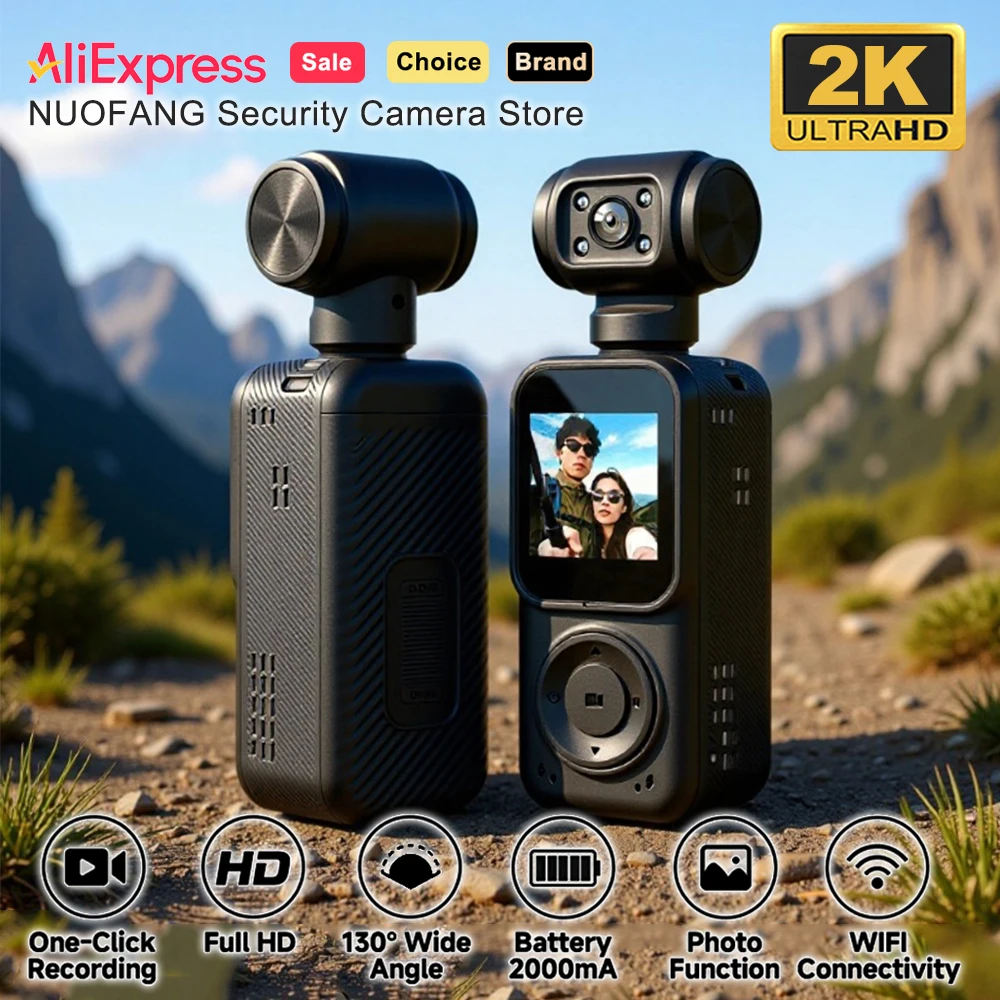 4K Dual Lens WiFi Action Camera 180° Rotatable Len Anti-Shake Mini Sport Camera Night Vision Portable Small Camcorder for Helmet