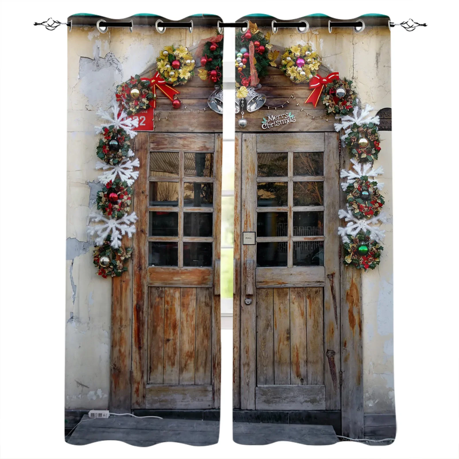 Santa Claus Christmas Decoration Christmas Blackout Curtains 3D Print Window Curtain Bedroom Living Room Decor Window Treatments