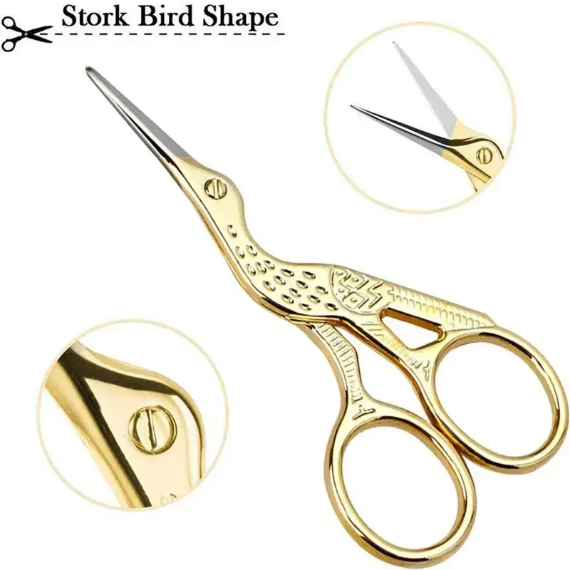 1PC Embroidery Sewing Scissors Stork Shape Scissors Stainless Steel Small Craft Scissors for DIY Embroidery Sewing Tools