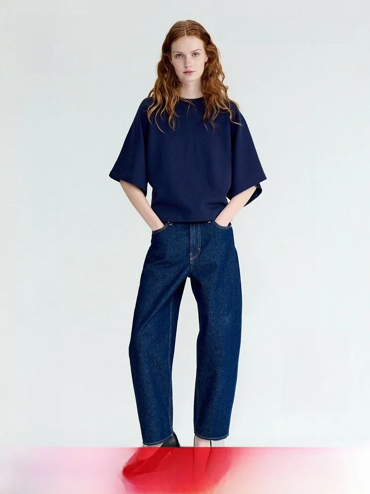 

H&M Women's T-shirt Casual Loose Short Sleeve Oversize Cotton Summer New Style Simple Design Color Top