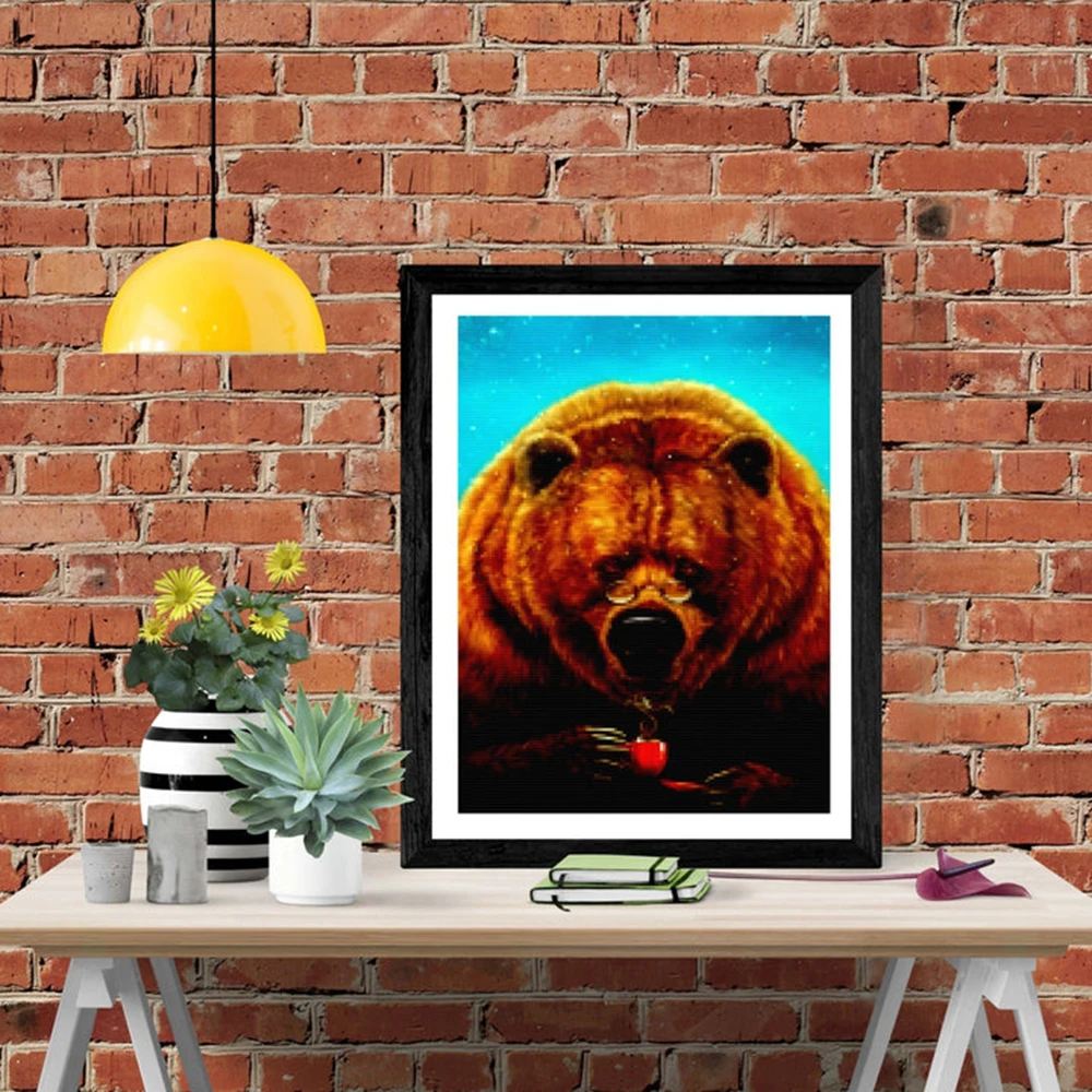 YI BRIGHT Diamond painting will drink coffee bear diy handmade full square diamond round diamond home decorative art painting