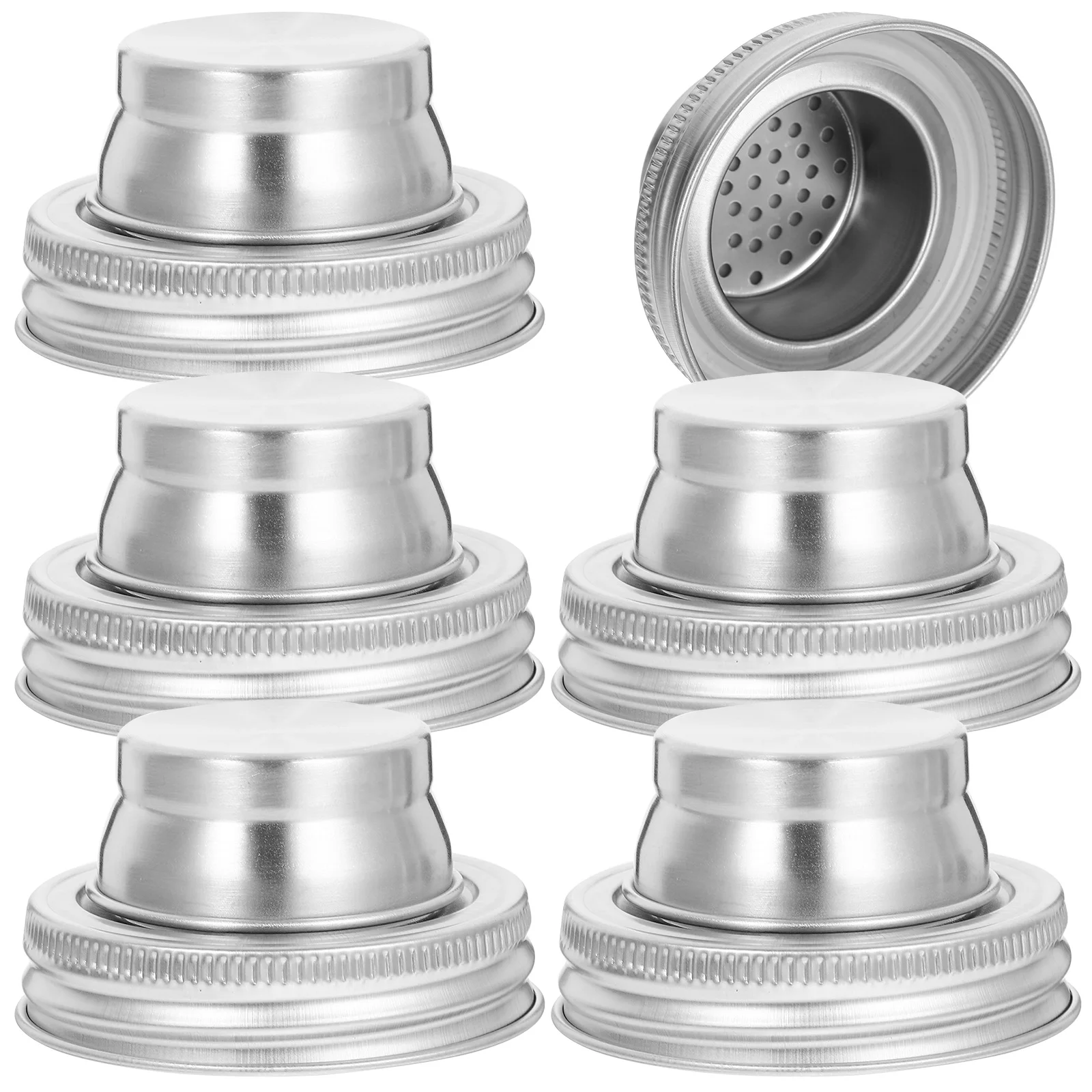 

6pcs Mason Jar Shaker Stainless Steel Cocktail Bottle Shaking Lids For Seasoning Storage Bar Mixing Lids