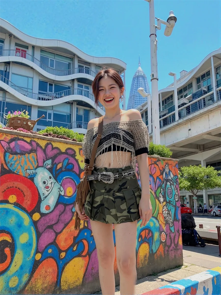 

Мини-камуфляжные плиссированные юбки, женское бальное платье, тюлевая аппликация, фестиваль, богемный, уникальный студенческий, милый, мягкий, элегантный для колледжа