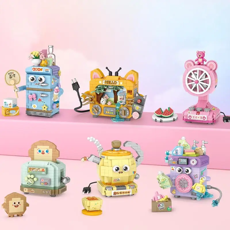 

OUZEY Cute Mini Home Appliance Building Blocks, 14+ Micro Particles Chinese Style Model Kits, Creative Desk Decor Gift for Teens