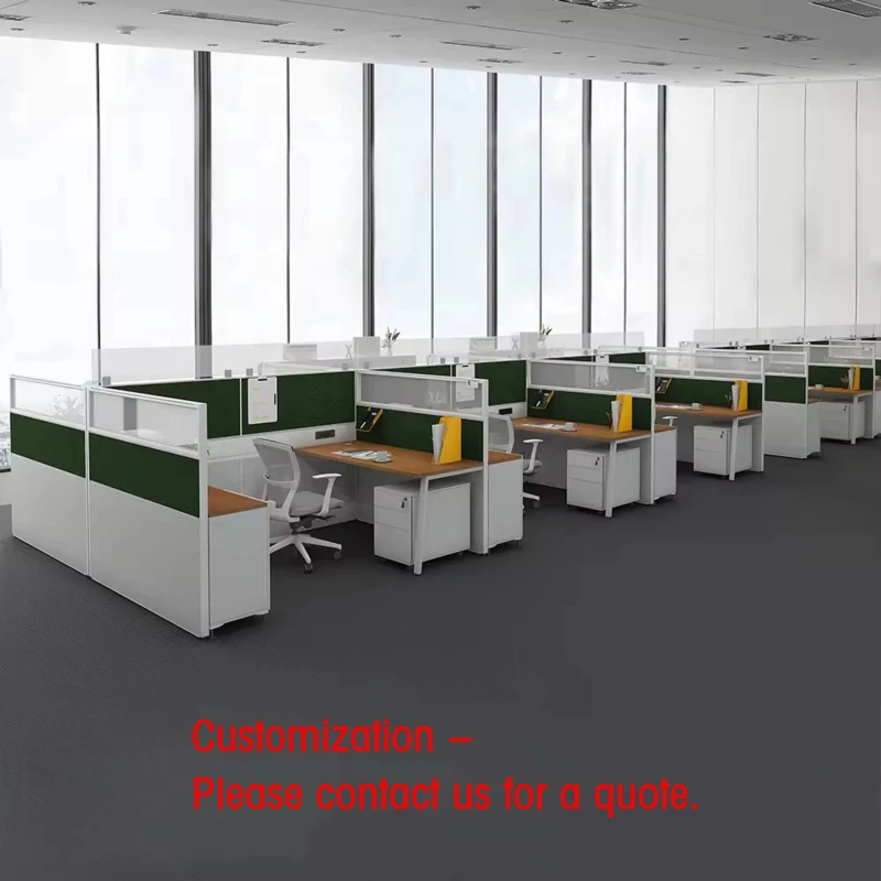custom.Modern Acoustic Office Cubicle Compact L-Shaped Office Table 4 Workstations Flexible Design Style School Sta
