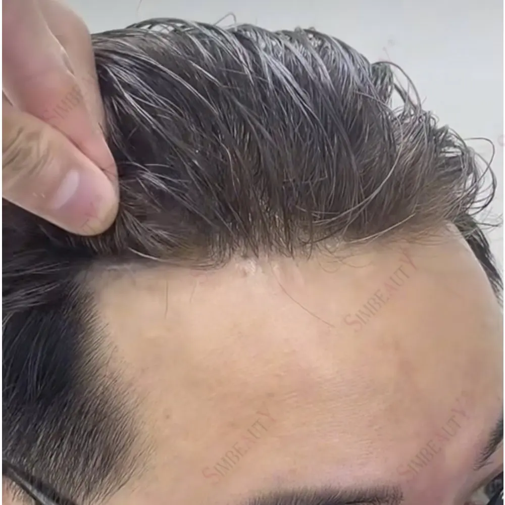 

Супер тонкая кожа, мужской парик, человеческие волосы, 0,02 мм, капиллярный протез Vloop, мужская замена волос, необнаружная линия роста волос, быстрая доставка