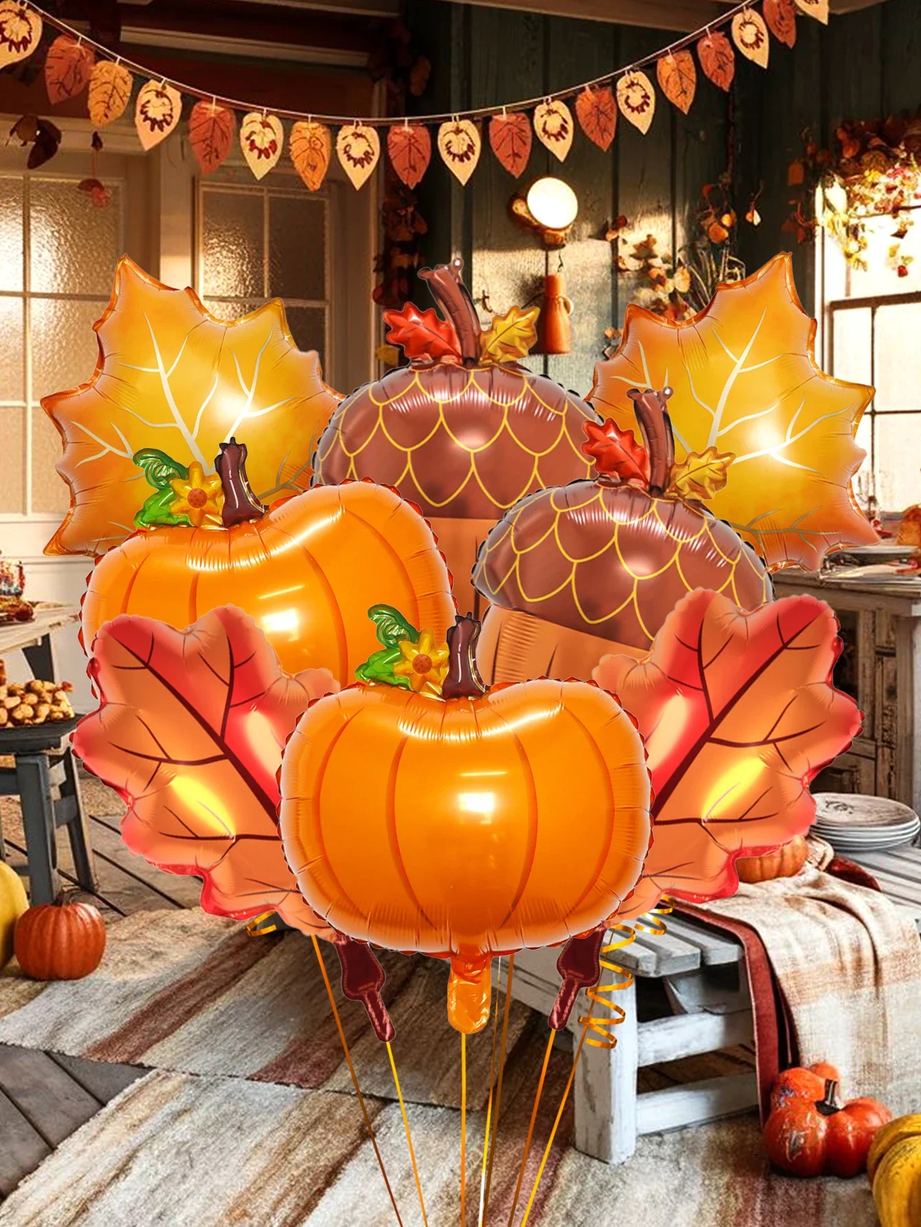 8-teiliges Erntefest-Ballon-Set, perfekt für Erntefest-Partys, Thanksgiving-Dekorationen und Kürbis-Themen